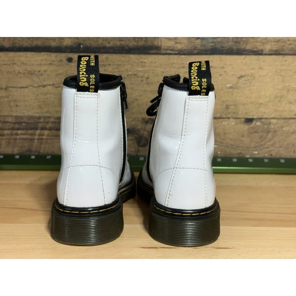 Dr Martens 1460 J White Patent Leather size Zip Boots 3 Y2K Emo Goth Prep